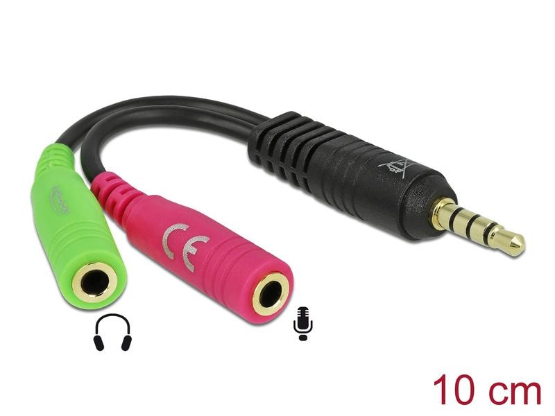 Delock Audio-Adapter 3.5 mm Klinke - Klinke 3.5 mm, female Delock Headset Adapter 1 x 3.5 mm 4 Pin Klinkenstecker > 2 x 3.5 mm 3 Pin Klinkenbuchse (OMTP)