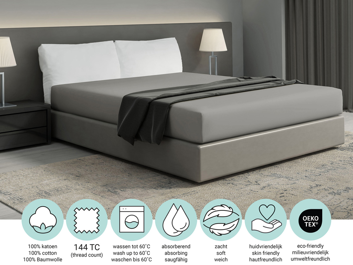 DoubleDry Home 140 x 200 cm hoeslaken - grijs