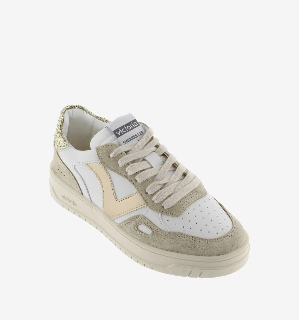 SEUL CUIR FENDU & GLITTERPLATINO