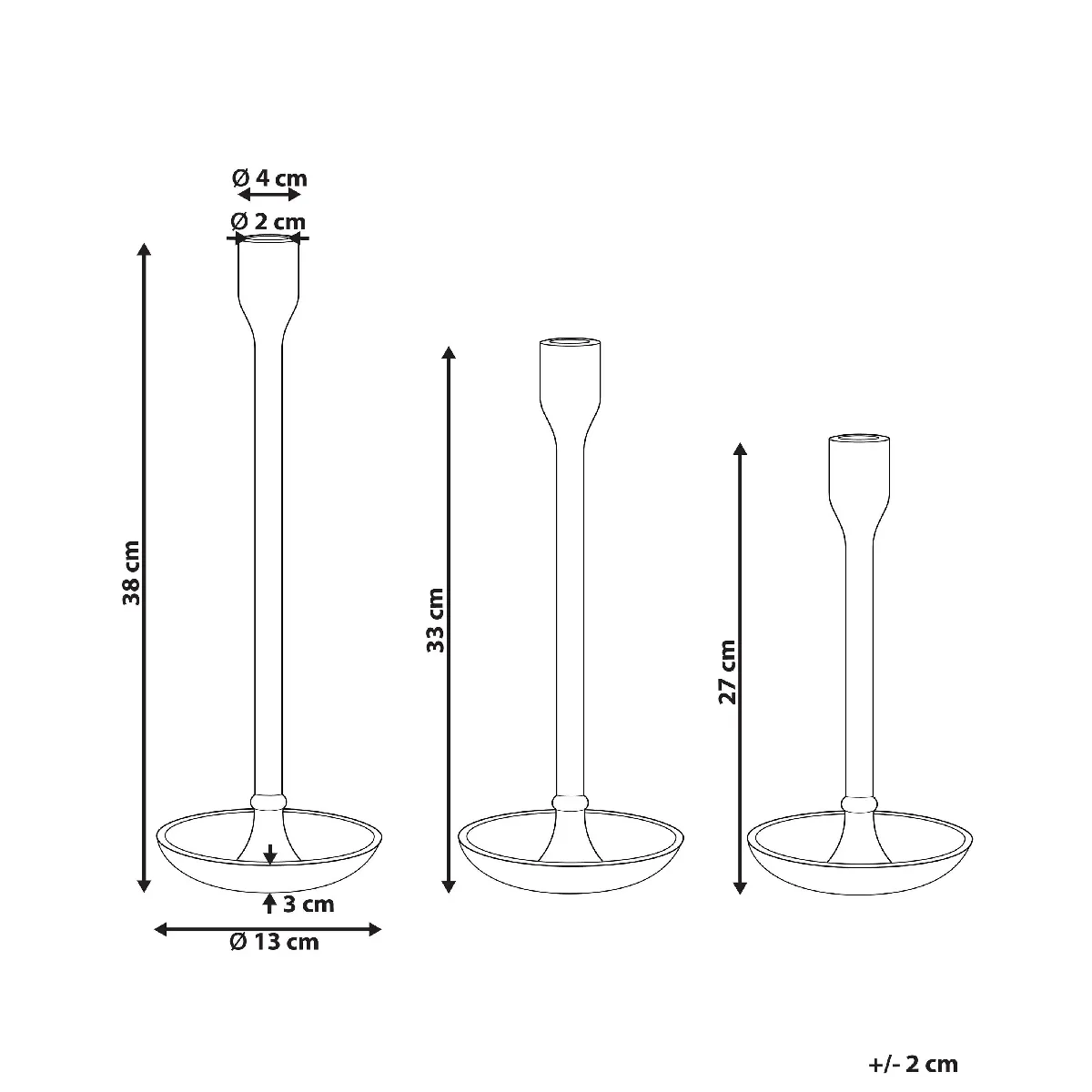 Beliani Bougeoir Set de 3 Doré