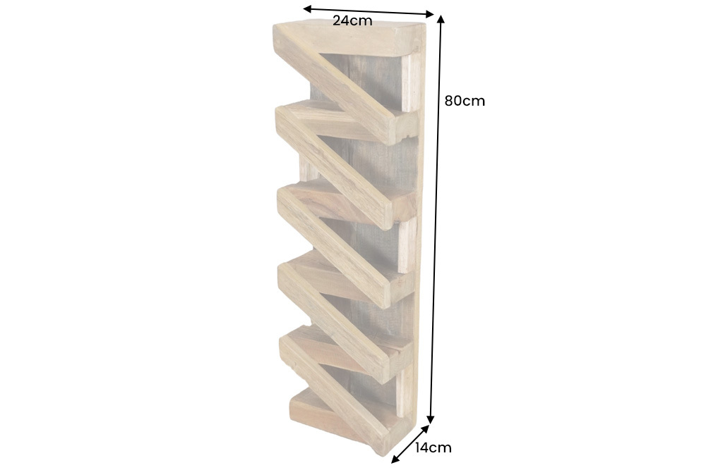 Massives Weinregal MAKASSAR 80cm recyceltes Teakholz für 5 Flaschen Wandregal