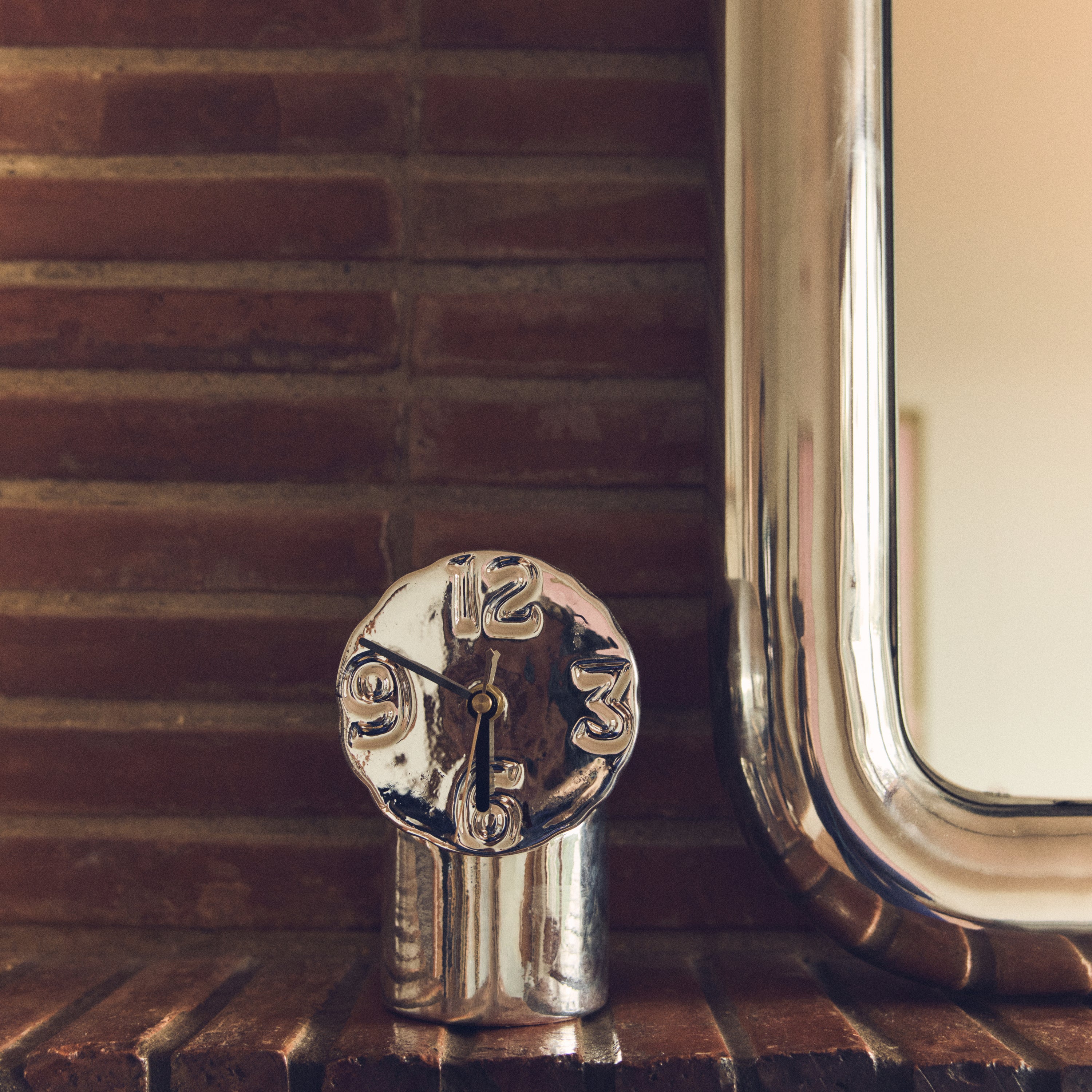 HKliving Retro Ceramics Tafelklok - Chrome