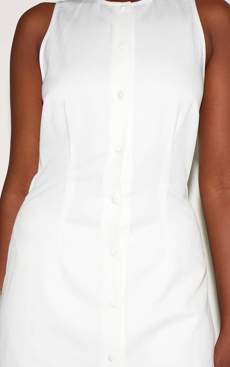 Blanc Combishort Jupe-short Évasée Tissée À Boutonnage Complet