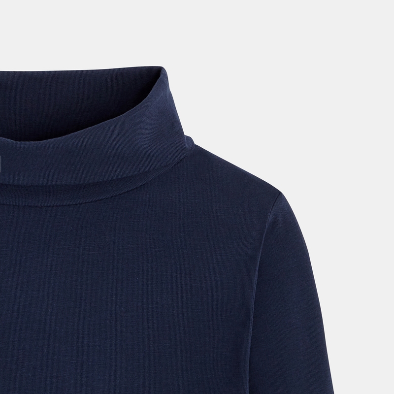 T-shirt col roulé manches longues bleu garçon