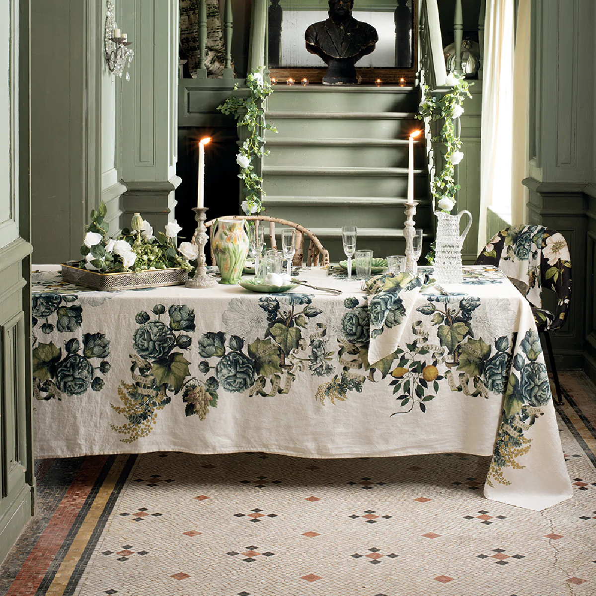 Nappe pur lin multicolore 155x260 Garnier Thiebaut