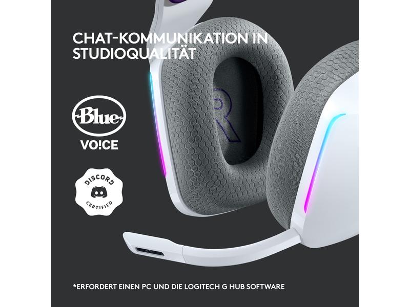 Logitech Headset G733 Lightspeed Weiss Wireless-Gaming-Headset mit DTS 7.1 Surround-Sound und RGB Beleuchtung