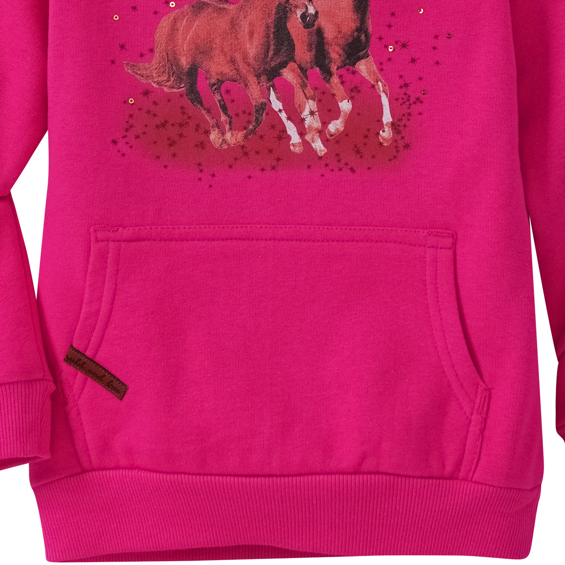 Yigga Mädchen Hoodie mit Pferde-Motiv pink