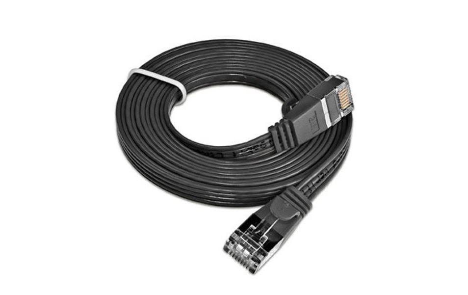 Slimpatchkabel RJ-45 - RJ-45, Cat 6, STP, 0.75 m, SchwarzGeschirmtes Twisted-Pair-Kabel (STP) mit Klinkenschutz