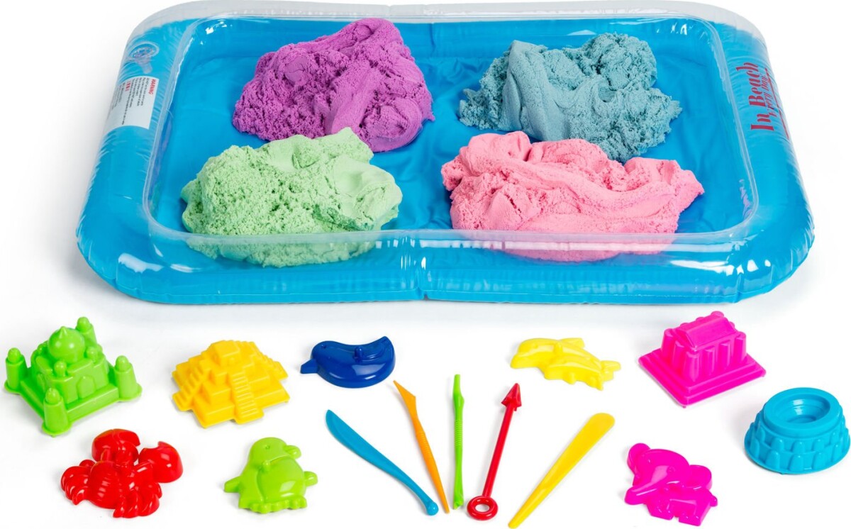 Artkids - Fluffysand - Stort 2 KG Sand Sæt Med Tilbehør - 4 Farver