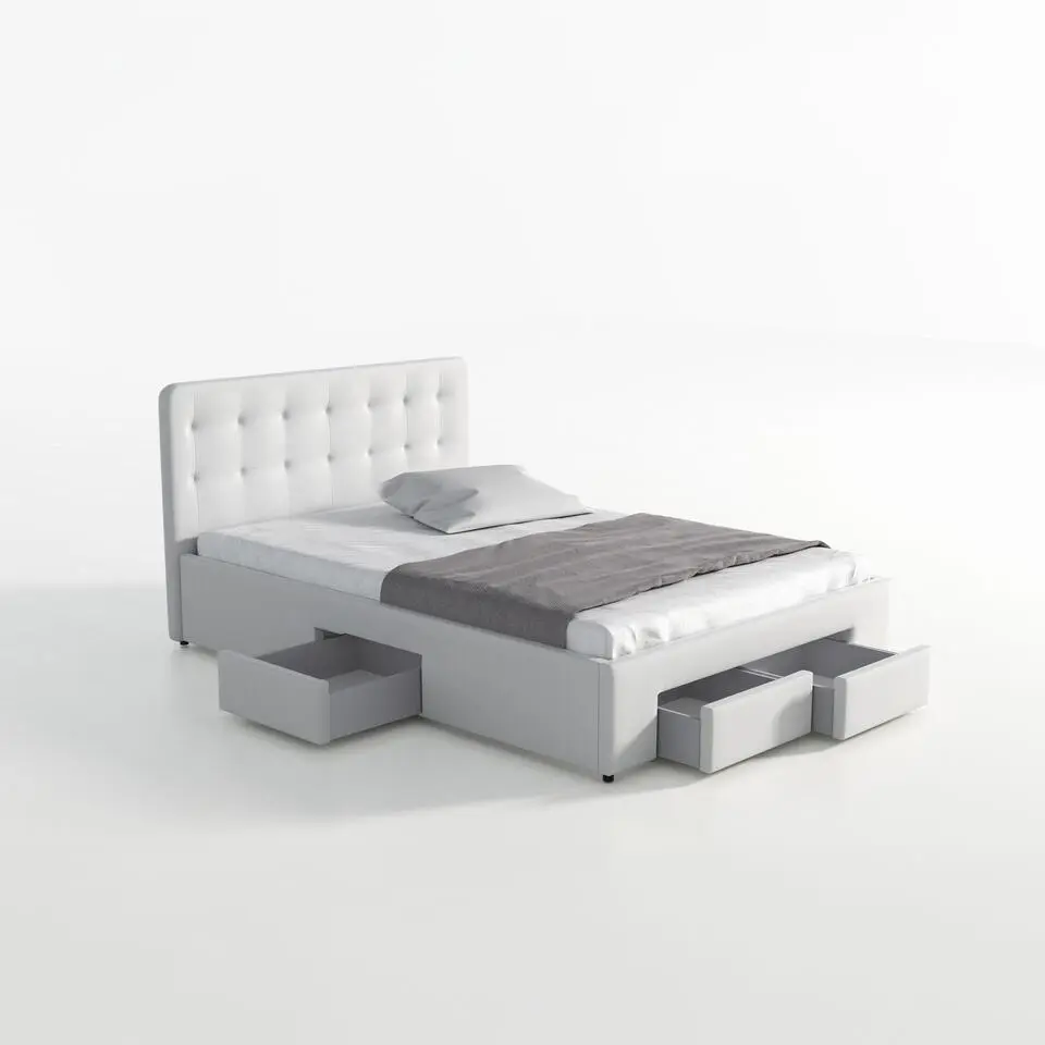 Meubella - Tweepersoonsbed Milo - Wit - 140x200 cm