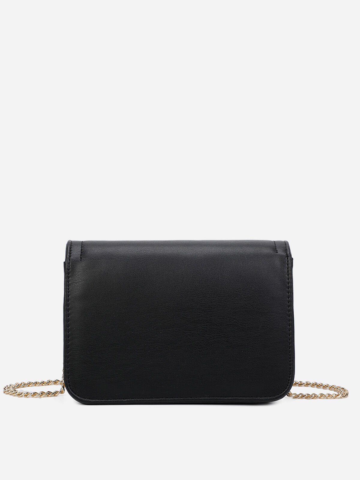 Sac bandoulière à rabat asymétrique- Noir