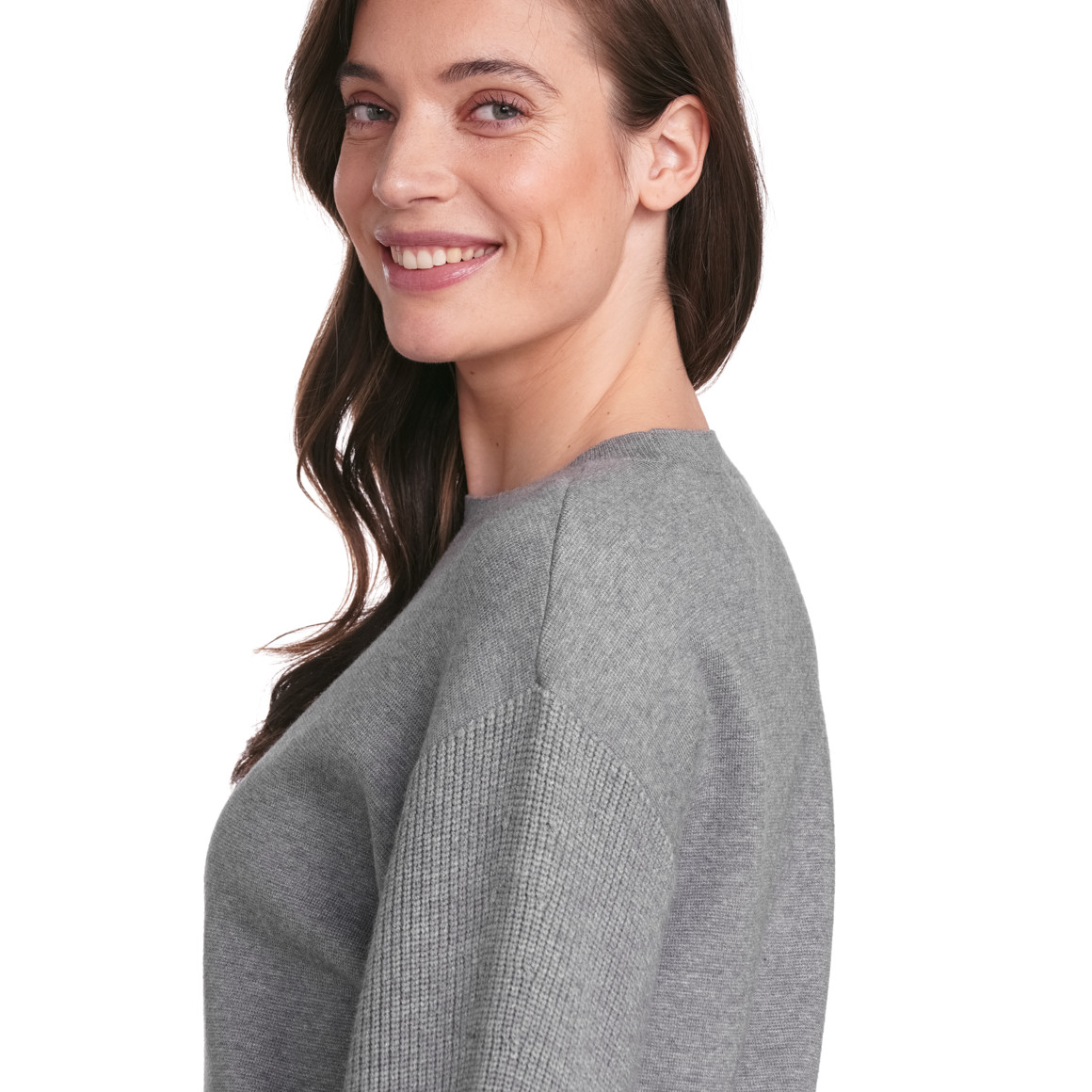 Gina Collection Damen Strickpullover mit Strick-Mix grau