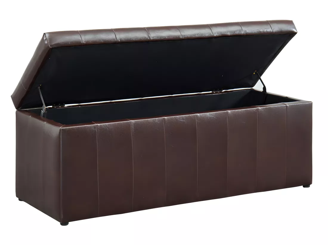 Banc coffre de rangement CONCIERTO en simili - Marron