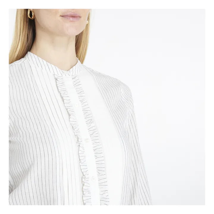 Laurence Bras Chemise Monocycle Rayures Coton Khadi | Blanc