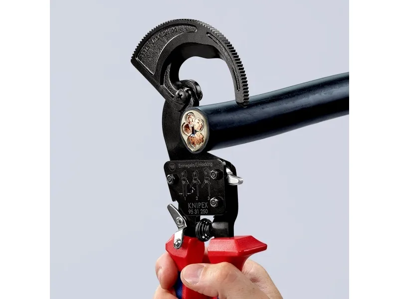 Knipex 95 31 250, Håndkabelskærer, Blå, Rød, Stål, Sort, Blå, Rød, 3,2 cm, REACH