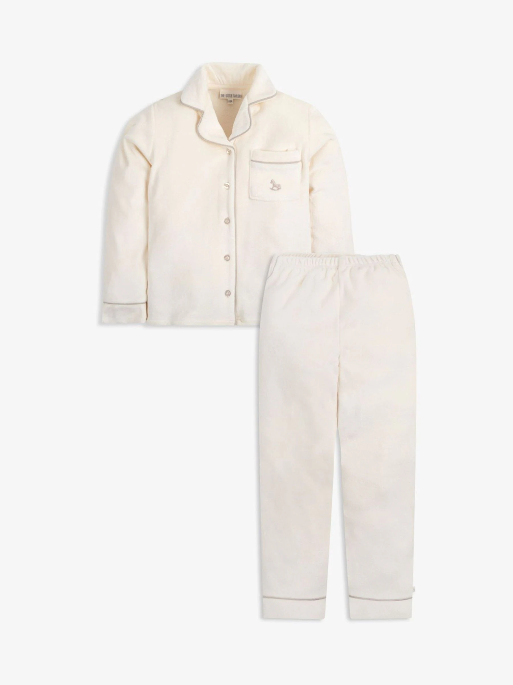 Crème - The Little Tailor Luxe kerstpyjama voor kinderen van zacht aanvoelend velours