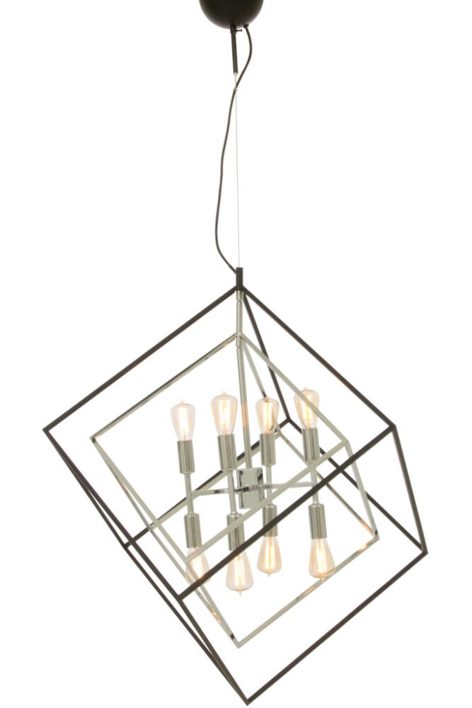 TAKLAMPE ANETA CUBES 8L SVART/KROM 8XE14