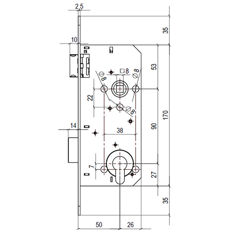 Yale insteekslot Wit A2690 Doorn 50mm, afgerond