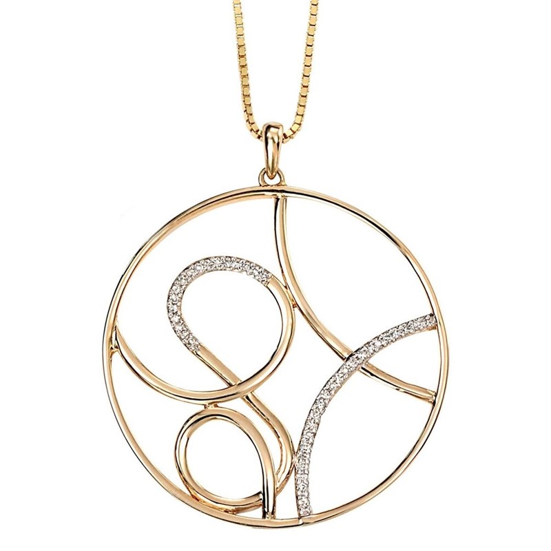 Collier diamant en Or 375 de 41cm - Pendentif en Or 375/1000