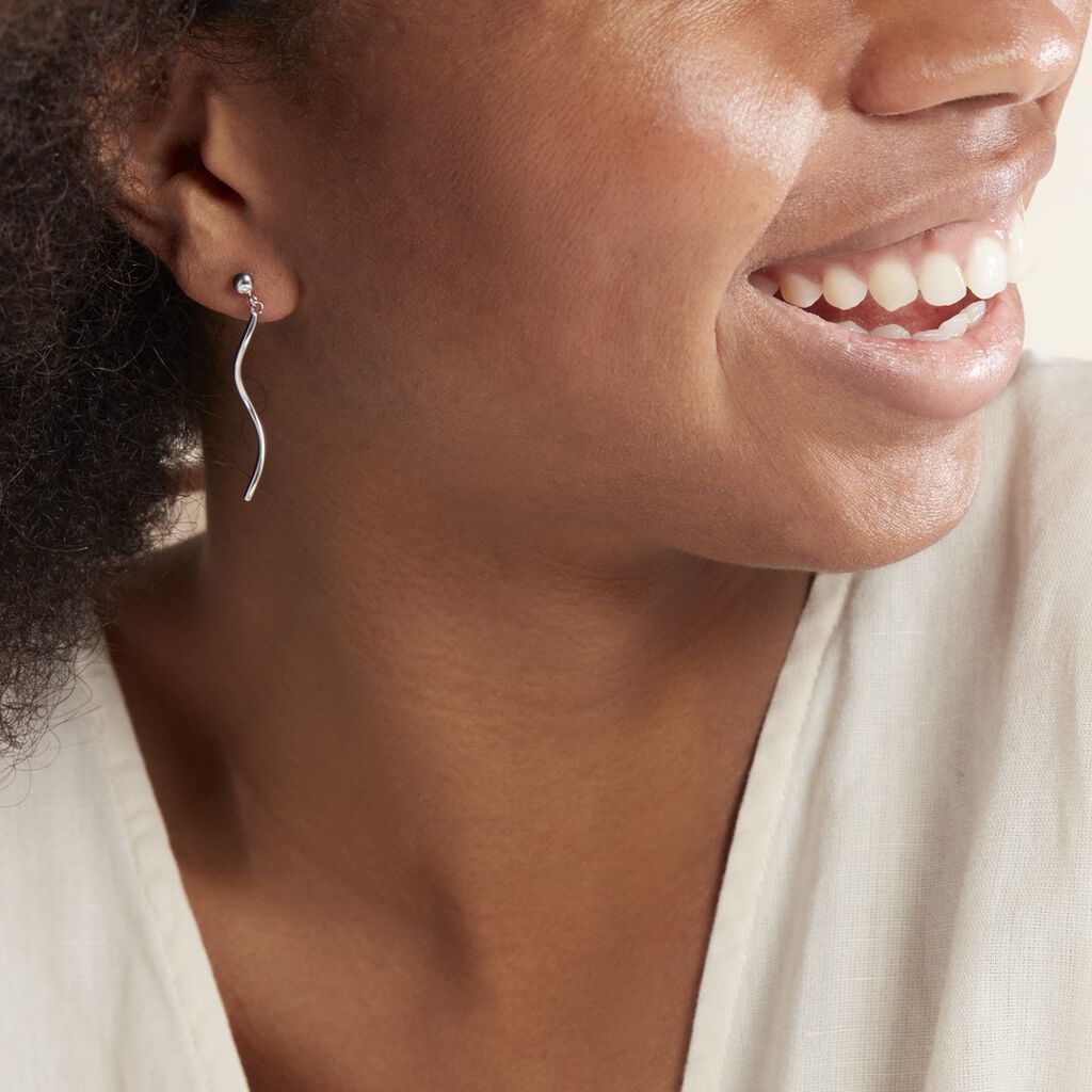 Boucles D'oreilles Pendantes Yaell Argent Blanc