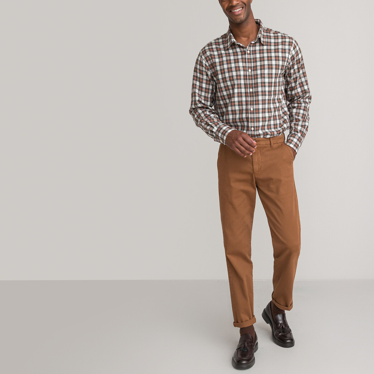 COLEÇÃO LA REDOUTE<br>Camisa reta com estampa xadrez e gola clássica