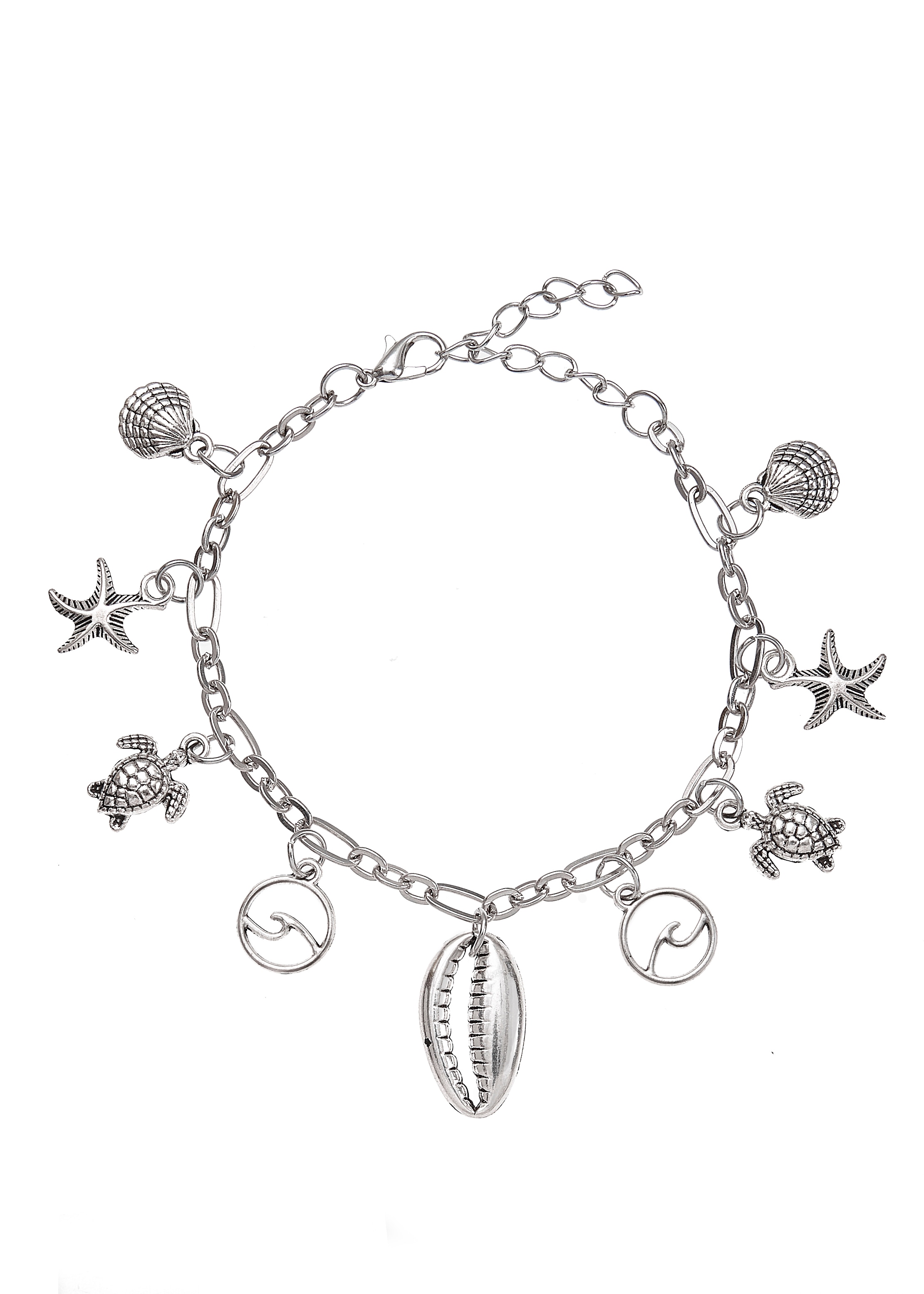 LASCANA Fusskette mit Anhänger Seestern,Muschel,Schildkröte,Fussketten Set,Fusskettchen mit Anhänger