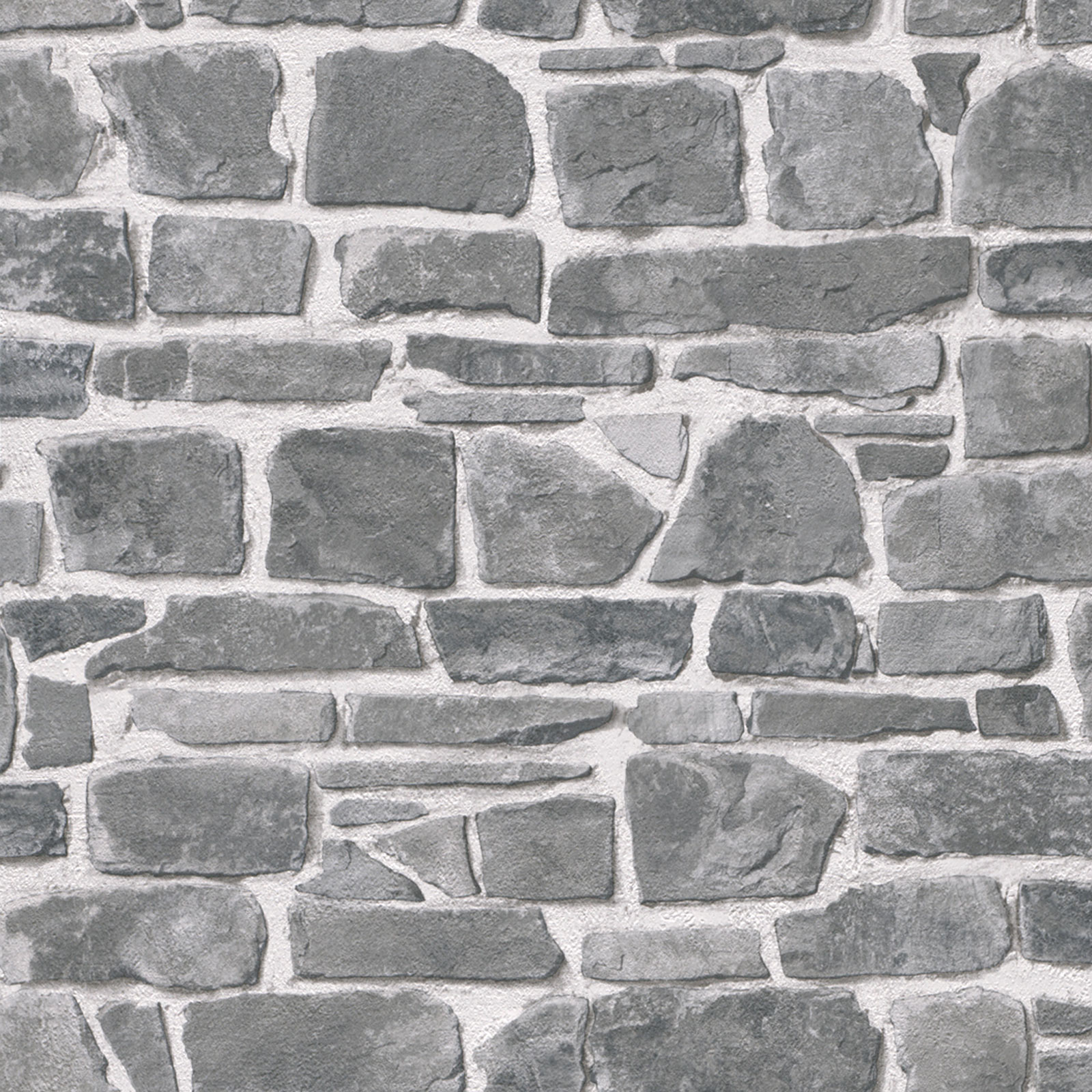 Tapete Papier - grau - Steinoptik