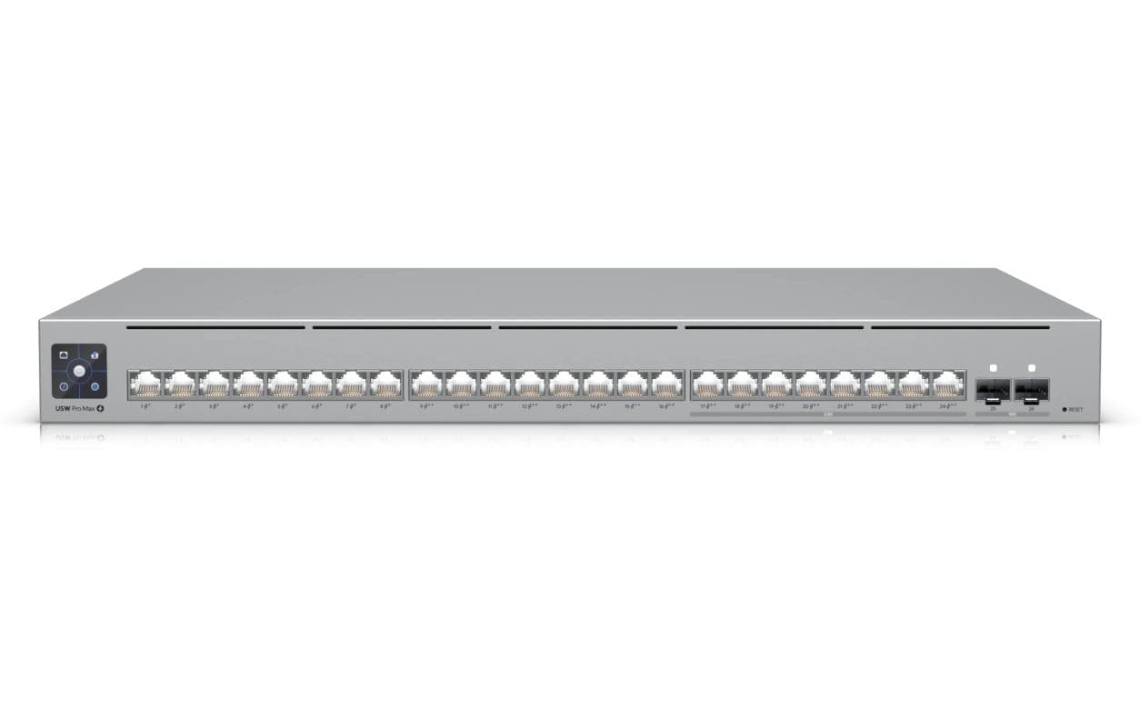 PoE++ Switch UniFi USW-Pro-Max-24-PoE 26 Port<br>Ein Layer-3-Etherlighting-Switch mit 24 Anschlüssen und PoE++-Ausgang mit hoher Leistung