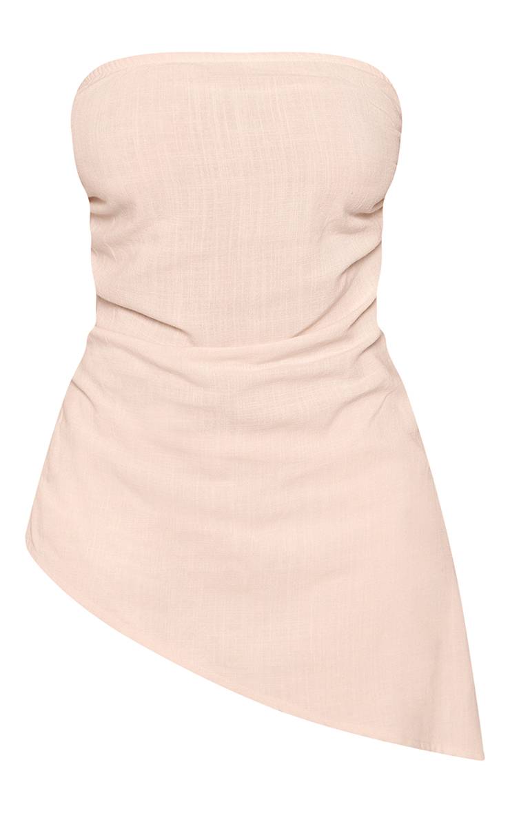 Gris Pierre Haut Bandeau Asymétrique Texturé Tissé Ajusté Coordonné