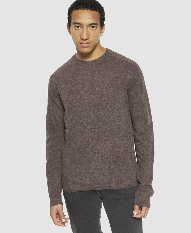 Knowledge Cotton Apparel O-neck wool knit - RWS Demitasse (brown)