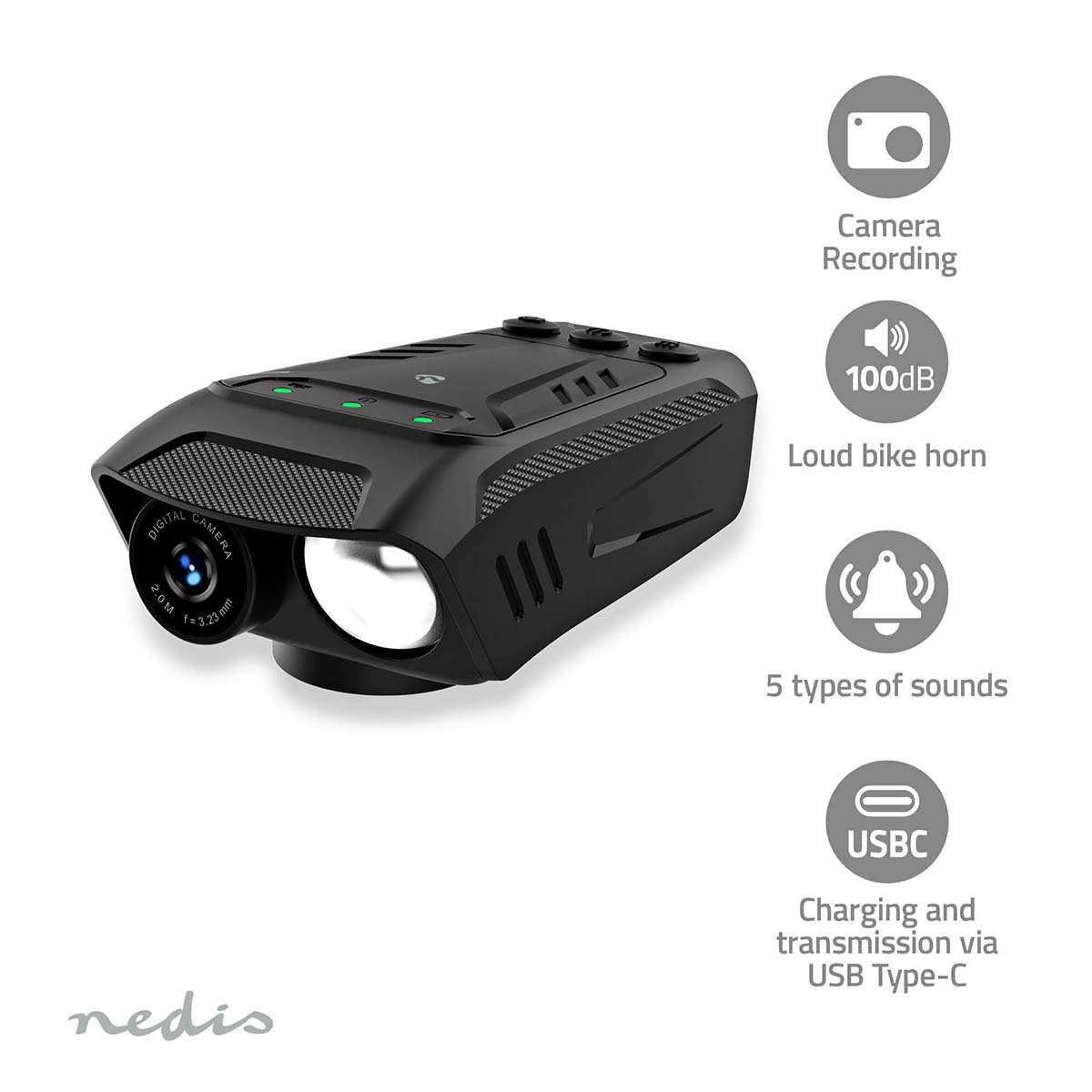 Nedis ccam100bk fietscamera - zwart