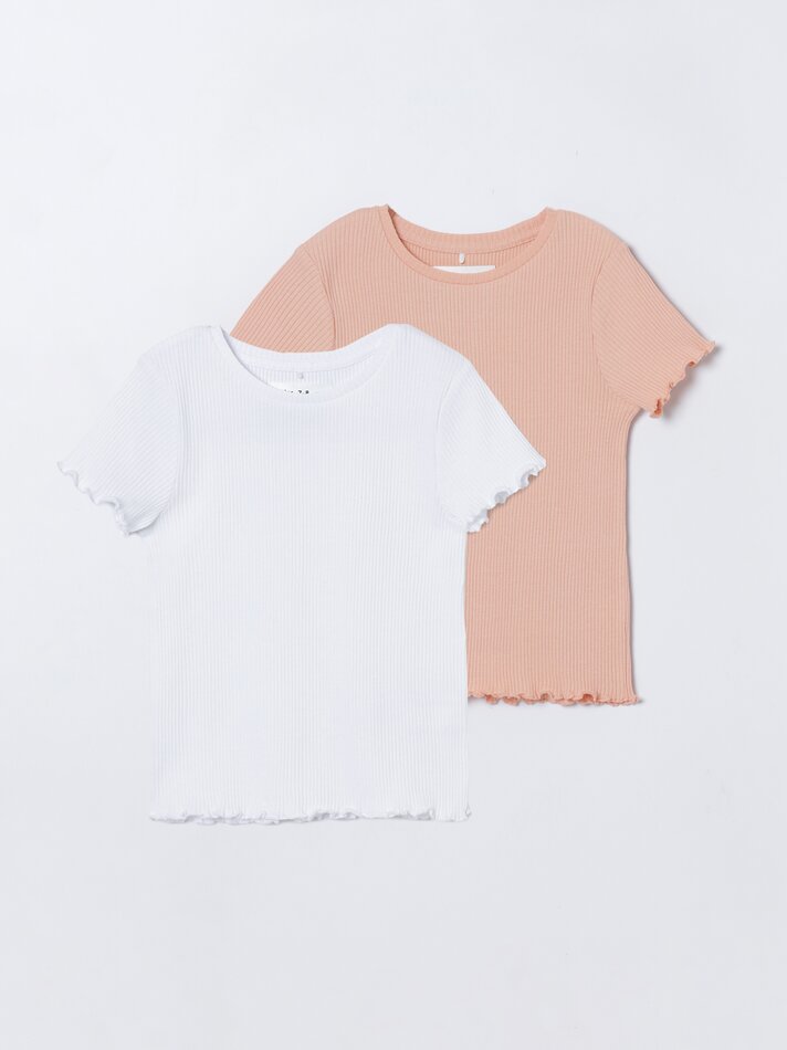 Conjunto de 2 camisetas caneladas - cor pêssego