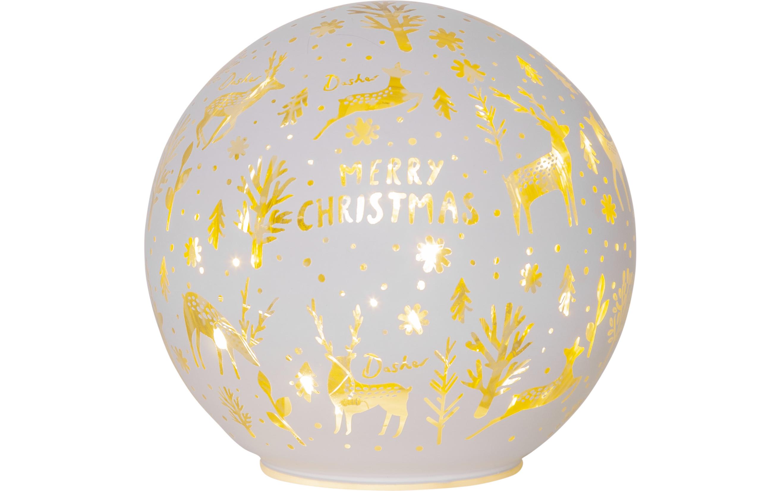 Schneekugel MerryX-mas, Ø 15 cm, WeissLED Glaskugel