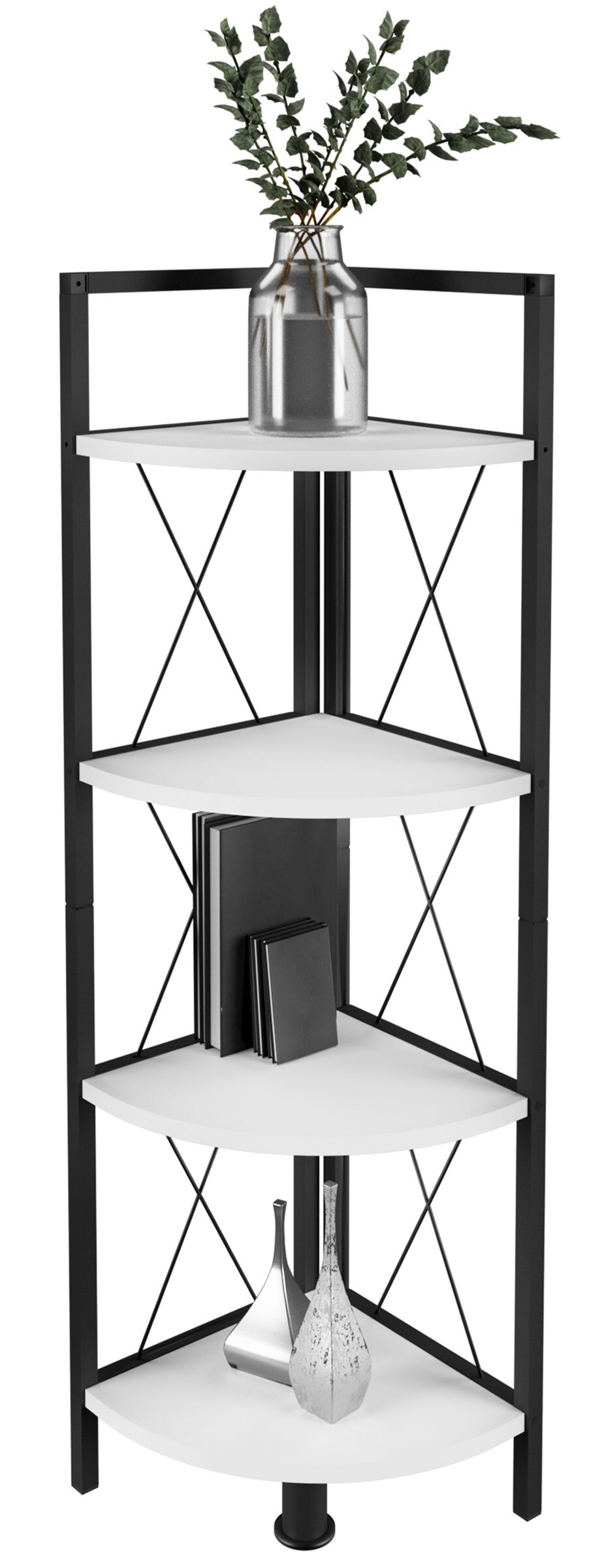 VCM Holz Metall Eckregal Aufbewahrung Stand Regal Bücherregal Deko Bücher Standregal Insasi 4