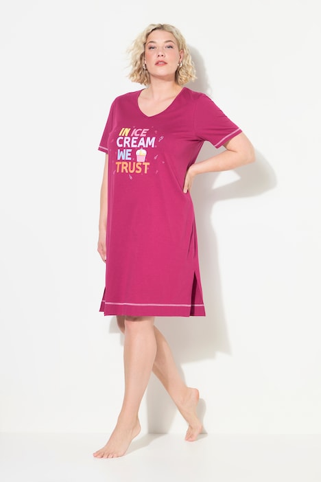 Bigshirt, bedruckt, V-Ausschnitt, Halbarm