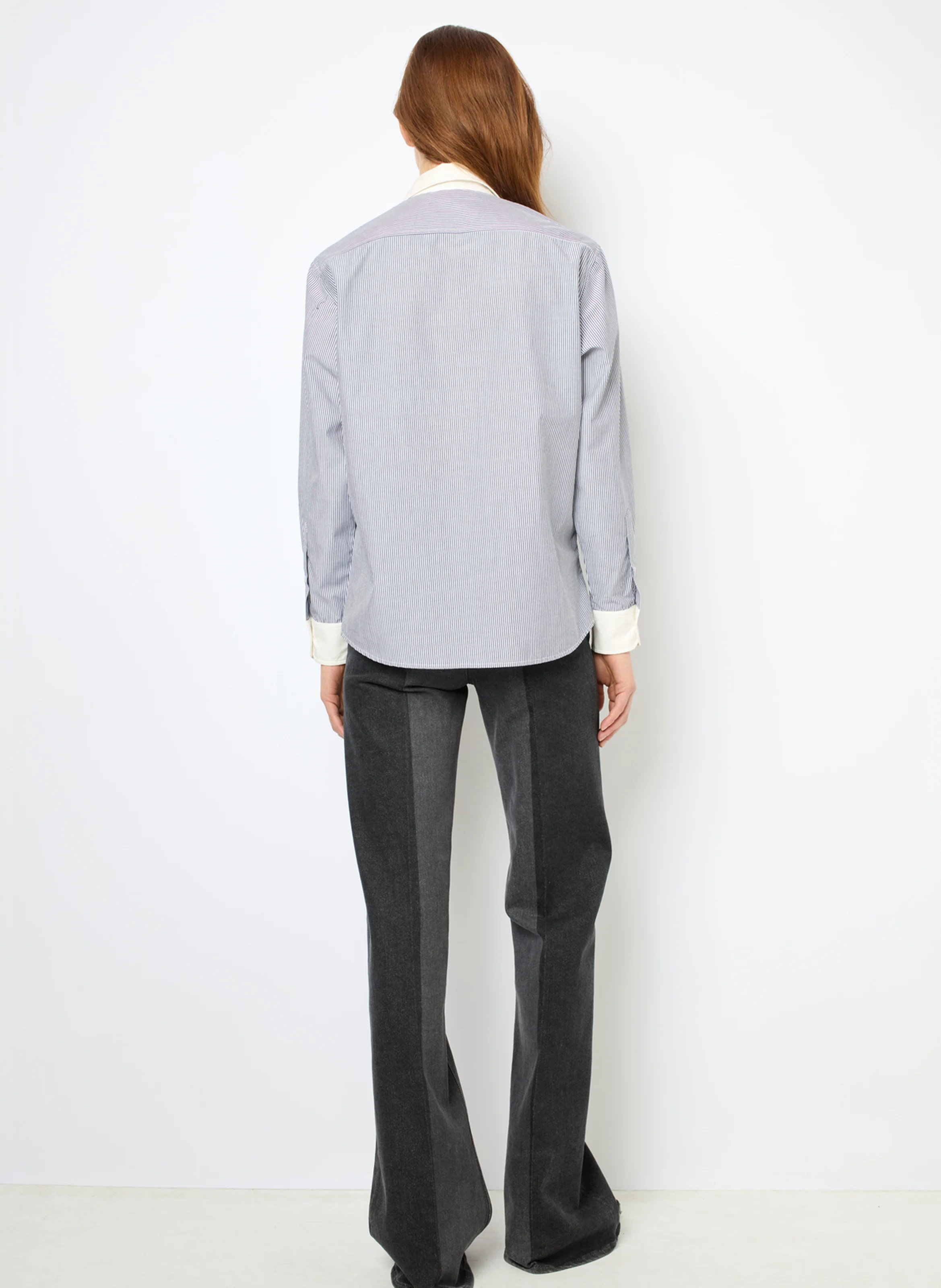 CLYDE - Chemise col classique rayée en coton | Gris