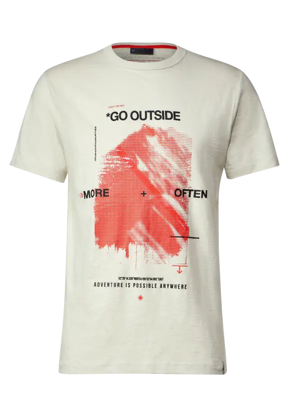 3D-Print Slub T-Shirt - faded stone