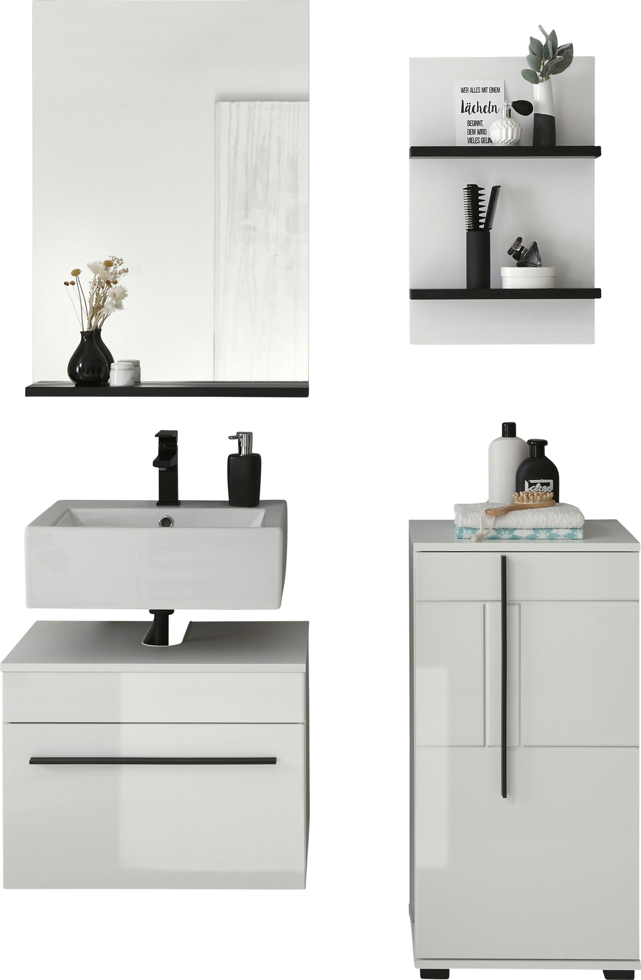 INOSIGN Badmöbel-Set »Cantara, Bad im modernen Design, 4-teiliges Badezimmer« Set, 4 Stk. tlg.