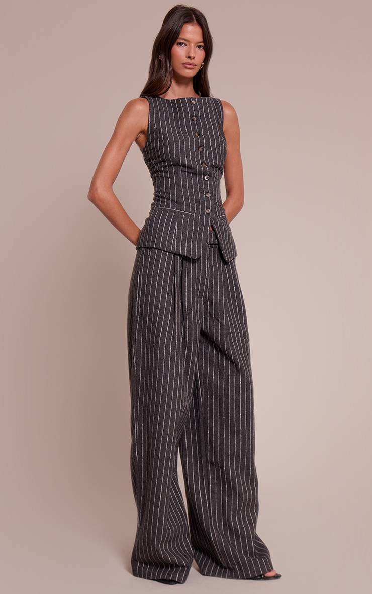 Gris Gilet Sans Manches Ajusté En Tissu Brossé