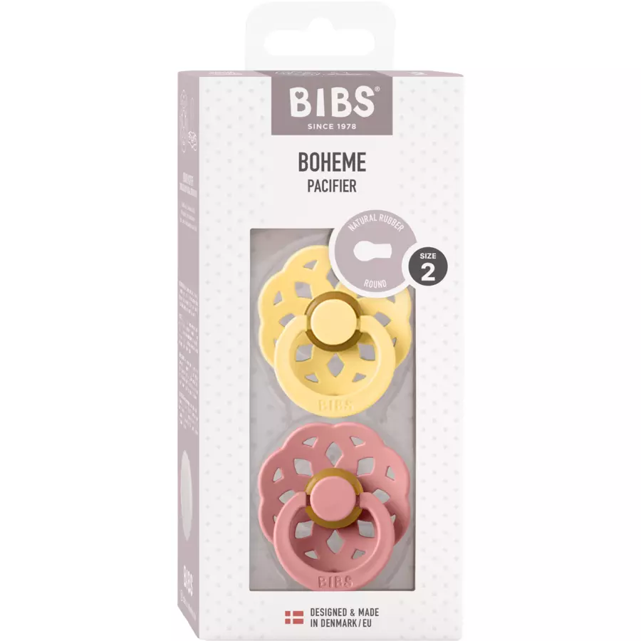 BIBS® Schnuller Boheme 6-18 Monate Pale Butter & Dusty Pink 2 Stk.