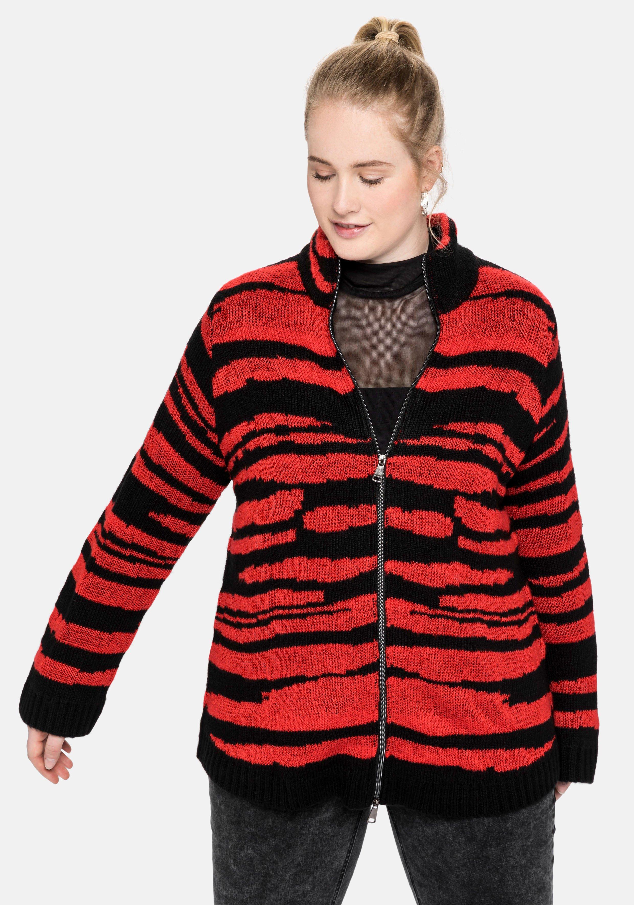 Strickjacke mit Jacquardmuster in Animal-Optik