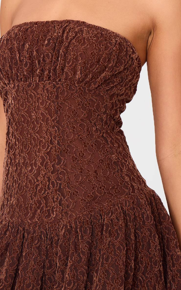 Robe Mini Bandeau En Dentelle Froncée