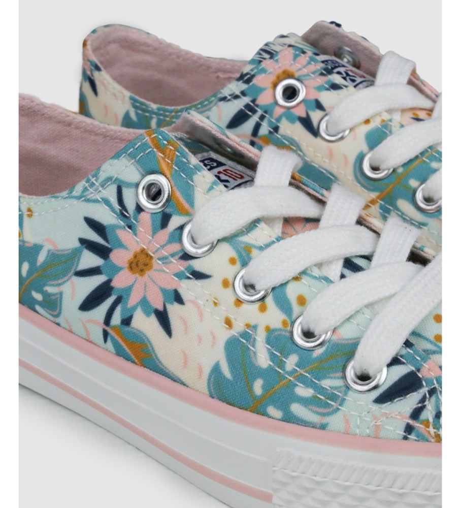 Tênis infantil Chika10 City, tamanho 22, estampa floral.