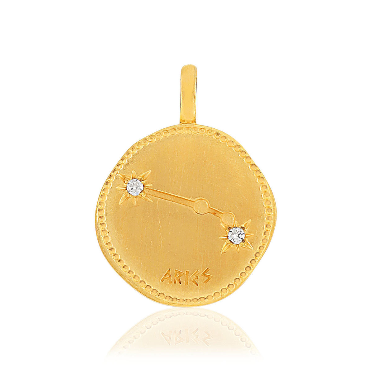 Pendentif plaqué or mat constellation bélier zirconias