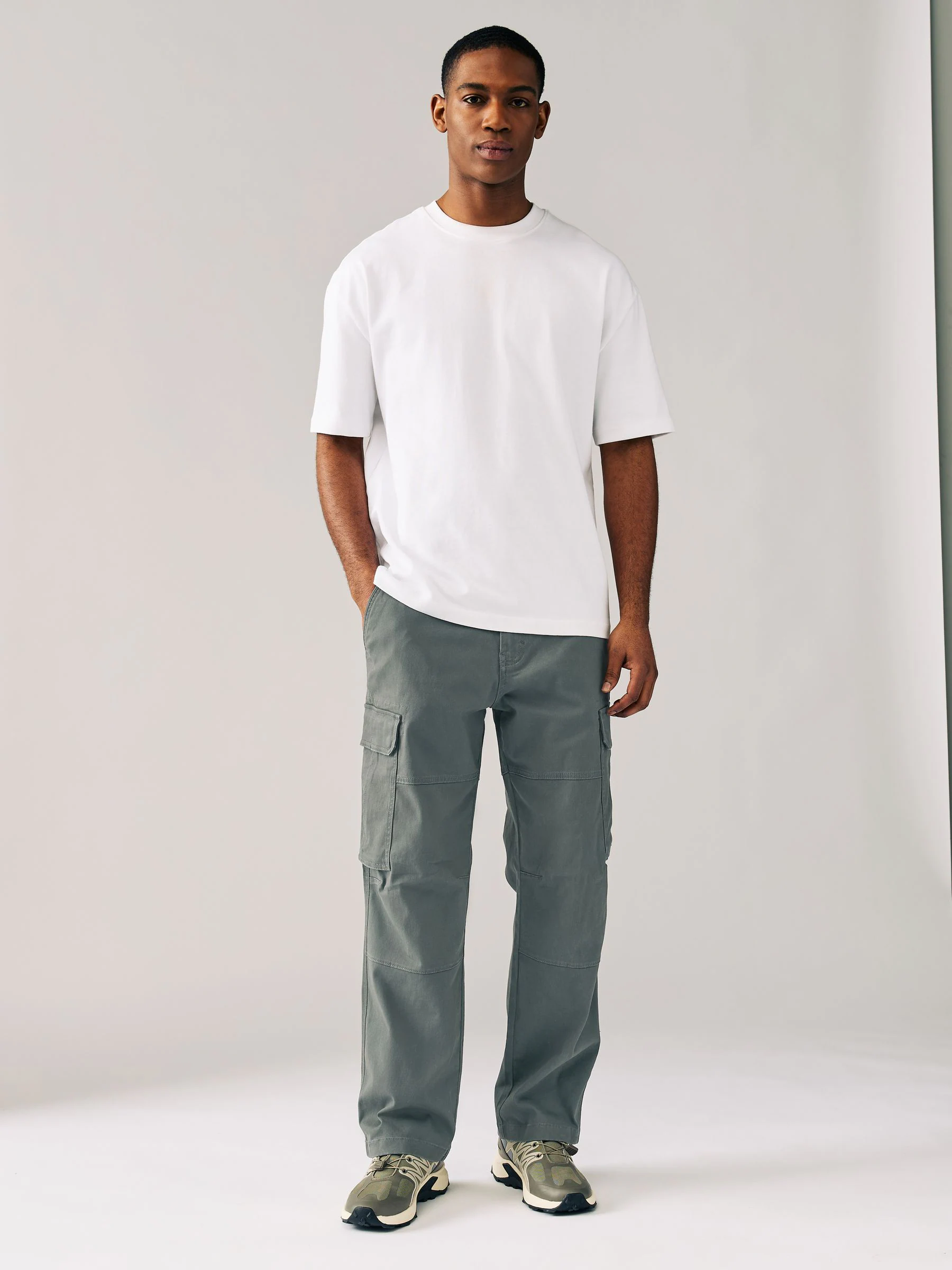 Antracietgrijs - Relaxed fit - Katoenen cargostretchbroek