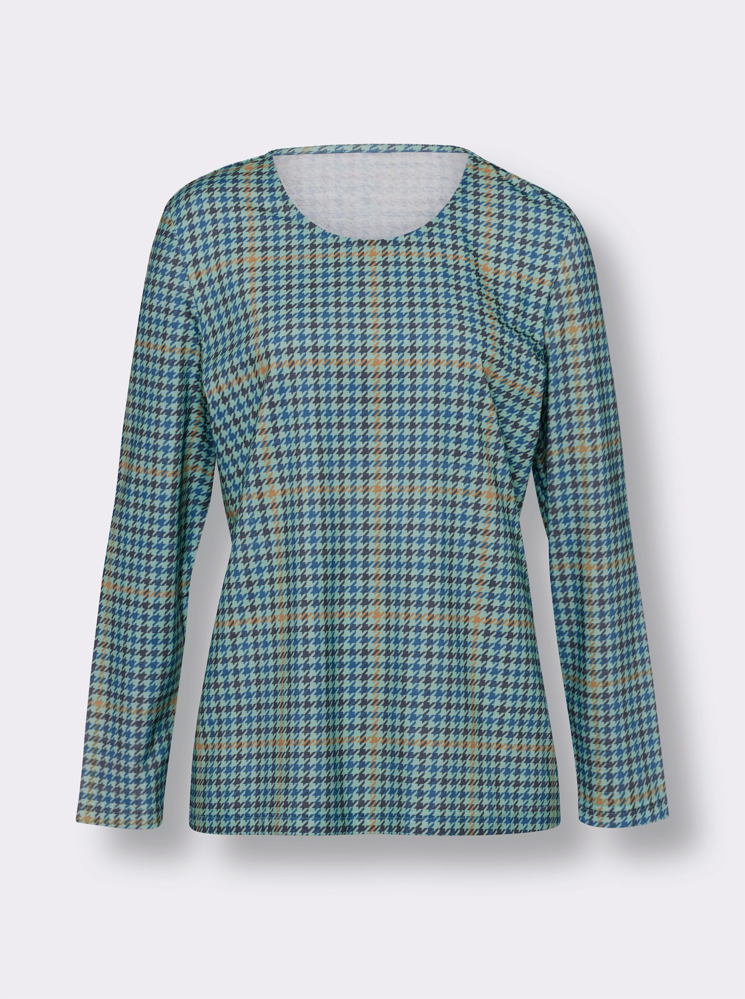 Langarmshirt mit Hahnentritt-Muster