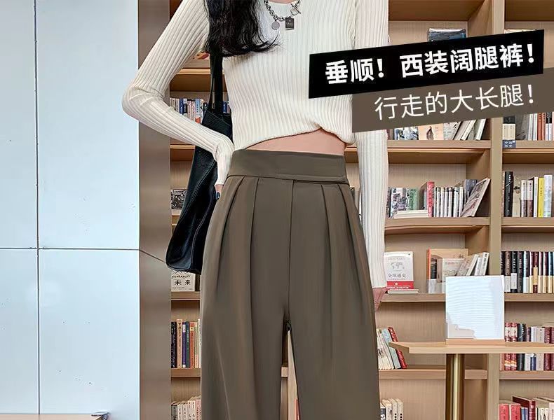 Rustie - Wijde broek met hoge taille en kleefband