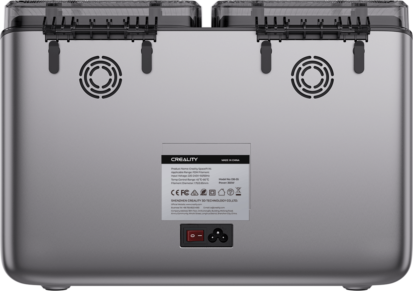 Creality  SpacePi X4 Filament Trockenbox    Smarte Filament Trocknung mit zwei unabhängigen Kammern