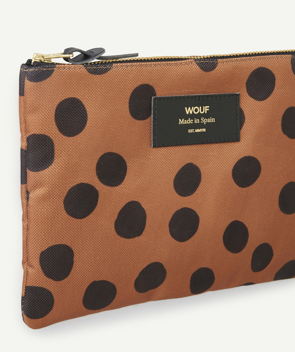 WOUFPOCHETTE EN PLASTIQUE RECYCLÉ MARRON À POIS