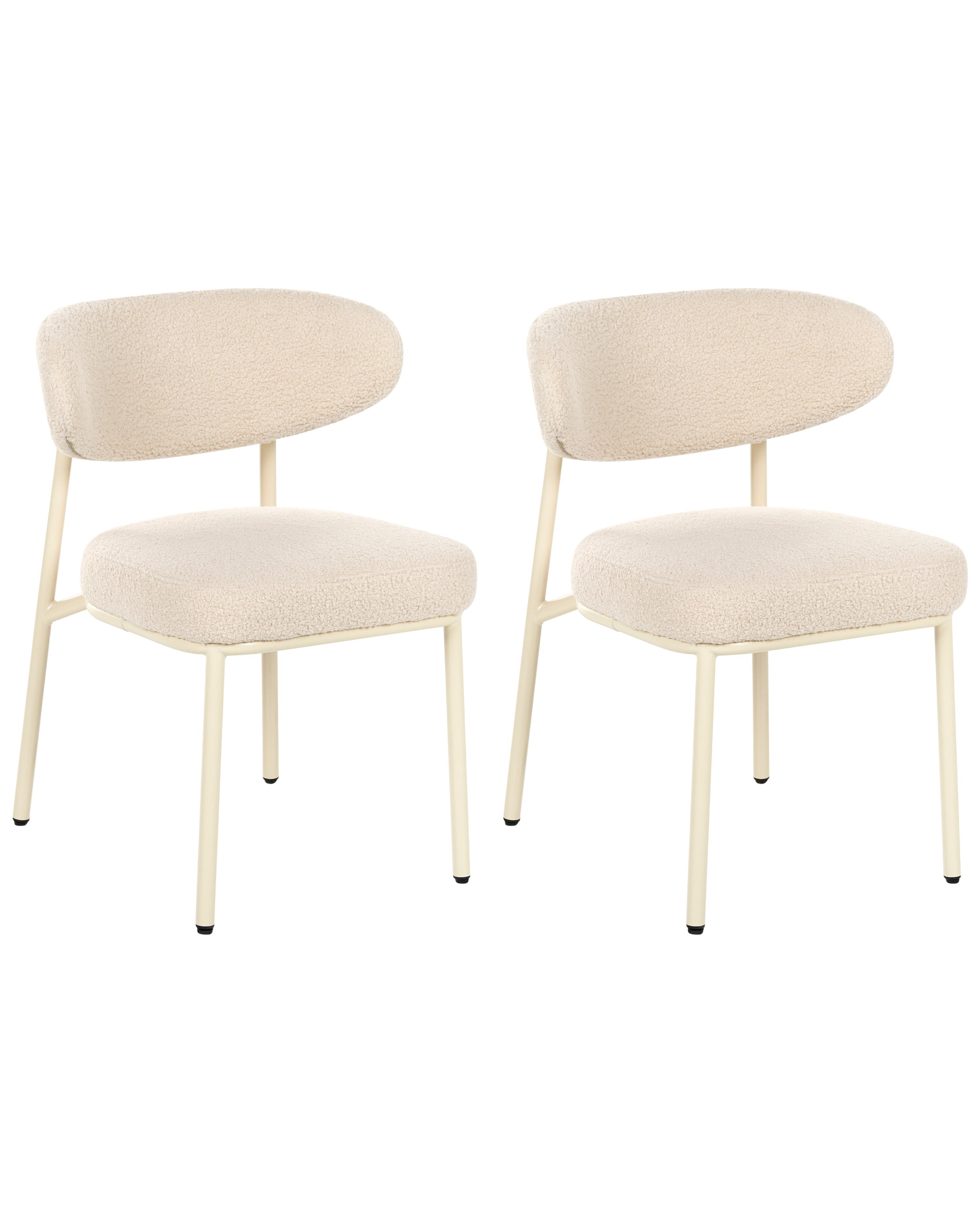 Set van 2 eetkamerstoelen UNITY Bouclé Lichtbeige